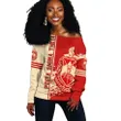 Delta Sigma Theta Women Off Shoulder Sweatshirt Quarter Style | Getteestore.com