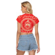 Delta Sigma Theta Floral Pattern Women's Raglan Cropped T-shirt A35 | Africazone.store