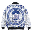 Africazone Clothing - Phi Beta Sigma Floral Pattern Bomber Jackets A35