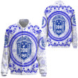 Africazone Clothing -  Zeta Phi Beta Floral Pattern Thicken Stand-   Collar Jacket A35 | Africazone.store