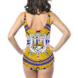 Africazone Clothing - Sigma Gamma Rho Floral Pattern Women Low Cut Swimsuit A35