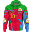 1sttheworld Clothing - Eritrea Active Flag Zip Hoodie A35