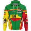 1sttheworld Clothing - Ethiopia Lion Active Flag Zip Hoodie A35