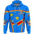 1sttheworld Clothing - Democratic Republic of the Congo Active Flag Zip Hoodie A35