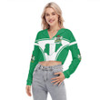 1sttheworld Clothing - Nigeria Active Flag Women's V-neck Lapel Long Sleeve Cropped T-shirt A35