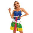 1sttheworld Clothing - Central African Republic Active Flag Women's V-neck Cami Dress A35