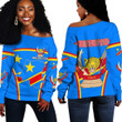 1sttheworld Clothing -  Democratic Republic of the Congo Active Flag Off Shoulder Sweater A35