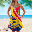 1sttheworld Clothing - Chad Special Flag Strap Summer Dress A35