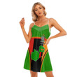 1sttheworld Clothing - Zambia Active Flag Women's V-neck Cami Dress A35
