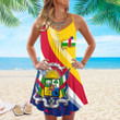 1sttheworld Clothing - Central African Republic Special Flag Strap Summer Dress A35