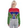 1sttheworld Clothing - Gambia Active Flag Women's V-neck Lapel Long Sleeve Cropped T-shirt A35