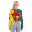 1sttheworld Clothing - Cameroon Active Flag Women's V-neck Lapel Long Sleeve Cropped T-shirt A35