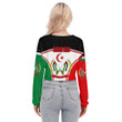 1sttheworld Clothing - Sahrawi Arab Active Flag Women's V-neck Lapel Long Sleeve Cropped T-shirt A35