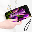 Botswana Women's Leather Wallet - Pretty Purple Tulips (You can Personalize Custom Text) A7 | 1sttheworld
