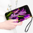 Mauritius Women's Leather Wallet - Pretty Purple Tulips (You can Personalize Custom Text) A7 | 1sttheworld