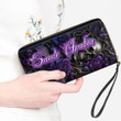 Saudi Arabia Women's Leather Wallet - Purple Roses with Skull (You can Personalize Custom Text) A7 | 1sttheworld