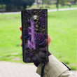 Zimbabwe Women's Leather Wallet - Purple Roses with Skull (You can Personalize Custom Text) A7 | 1sttheworld