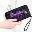 Zimbabwe Women's Leather Wallet - Purple Roses with Skull (You can Personalize Custom Text) A7 | 1sttheworld