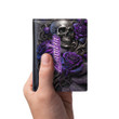 Zambia Men's Leather Wallet - Purple Roses with Skull (You can Personalize Custom Text) A7 | Africazone