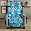 Sofa Protector - Natural Blue and White Hibiscus Sofa Protector Handcrafted to the Highest Quality Standards A7