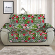Sofa Protector - Green Palm Leaves And Hibiscus Flower Sofa Protector Handcrafted to the Highest Quality Standards A7