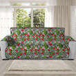 Sofa Protector - Green Palm Leaves And Hibiscus Flower Sofa Protector Handcrafted to the Highest Quality Standards A7
