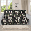 Sofa Protector - Tropical Vintage Dark White Hibiscus Flower Sofa Protector Handcrafted to the Highest Quality Standards A7