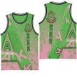 Gettee Clothing - AKA Sorority Letters Pattern Basketball Jersey A35