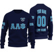 Getteestore Knitted Sweater - (Custom) Alpha Lambda Psi Military Fraternity Navy (Blue) Letters A31