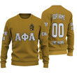 Getteestore Knitted Sweater - (Custom) Alpha Phi Alpha Fraternity (Old Gold) Letters A31