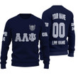 Getteestore Knitted Sweater - (Custom) Alpha Lambda Psi Military Spouses Sorority Navy (Blue) Letters A31