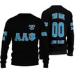 Getteestore Knitted Sweater - (Custom) Alpha Lambda Psi Military Fraternity (Black) Letters A31