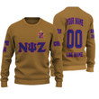 Getteestore Knitted Sweater - (Custom) Nu Psi Zeta Military Sorority (Old Gold) Letters A31