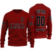 Getteestore Knitted Sweater - (Custom) Omega Xi Omega Military Fraternity (Red) Letters A31