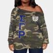 (Custom) Sigma Gamma Rho Camouflage Offshoulder Sweaters Oversize A31