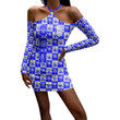 Getteestore Women's Halter Lace-up Dress - Omicron Epsilon Pi Sorority Hawaii Pattern A31