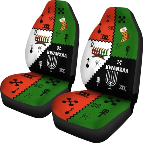 GetteeStore Car Seat Covers - Kwanzaa Christmas Style (Set of 2) J09