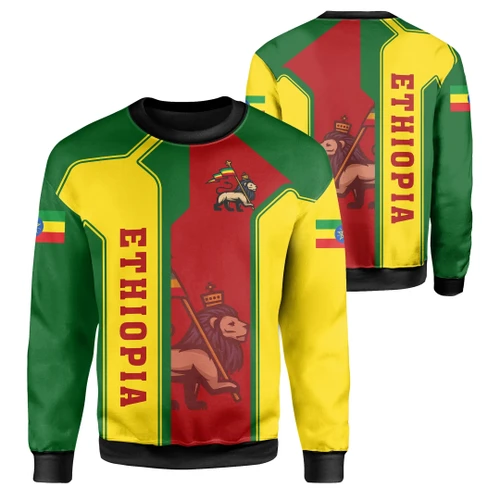GetteeStore Sweatshirt - Lion Of Judah Ethiopian Crewneck Sweatshirt - Fifth Style J5
