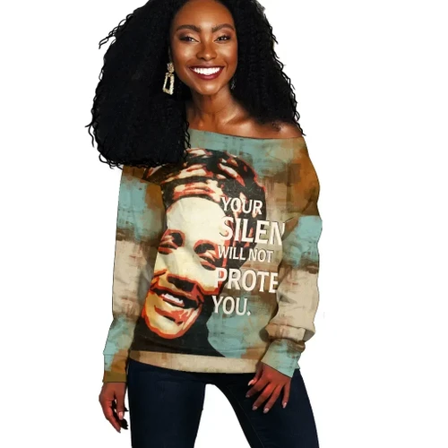 GetteeStore Sweatshirt - Audre Lorde Quote Paint Mix Women Off Shoulder J5