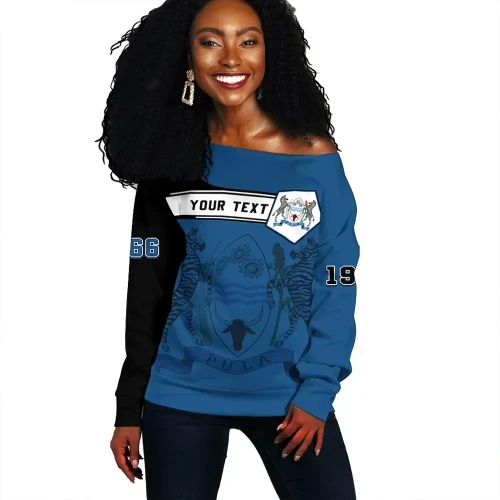 (Custom) Africa Zone Sweater - Botswana Women Off Shoulder Pentagon Style J08