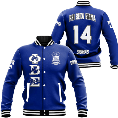 (Custom) GetteeStore Jacket - Phi Beta Sigma (Blue) Baseball Jackets A31