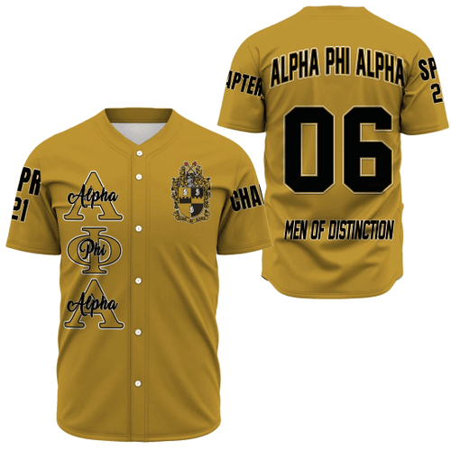 (Custom) Bichilingciu Tee Baseball Jersey - Alpha Phi Alpha (Gold) Baseball Jerseys 