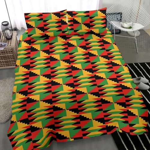 GetteeStore Bedding Set - Kente Cloth Ghana Special Duvet Cover & Pillow Cases J0