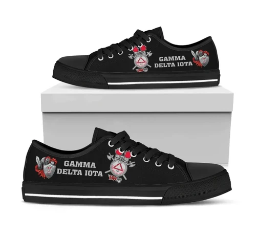 Gettee Footwear - Gamma Delta Iota Letter Black Low Top Shoe J09