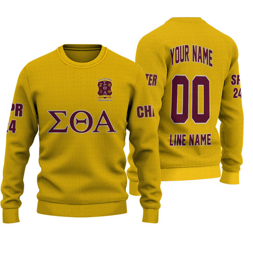 Getteestore Knitted Sweater - (Custom) Sigma Theta Alpha Military Sorority (Yellow) Letters A31