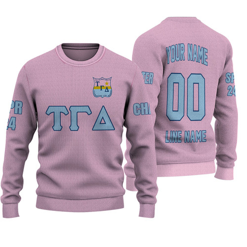 Getteestore Knitted Sweater - (Custom) Tau Gamma Delta Sorority (Pink) Letters A31