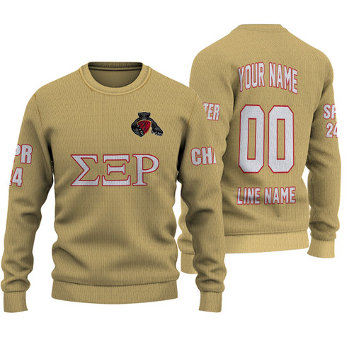 Getteestore Knitted Sweater - (Custom) Sigma Xi Rho Fraternity (Gold) Letters A31
