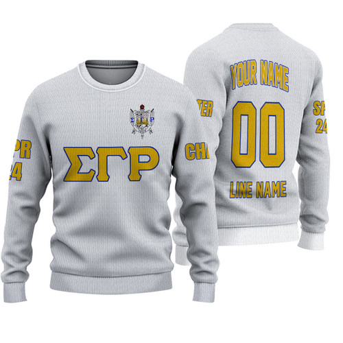 Getteestore Knitted Sweater - (Custom) Sigma Gamma Rho Sorority (White) Letters A31