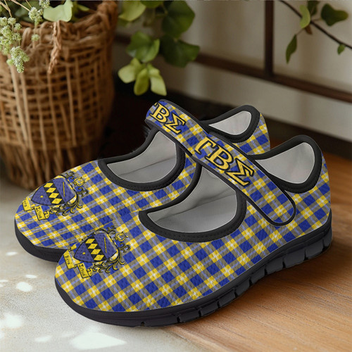 (Custom) Greeklife Footwear - Tau Beta Sigma Band Sorority Plaid Adult Single Buckle Casual Shoes A31