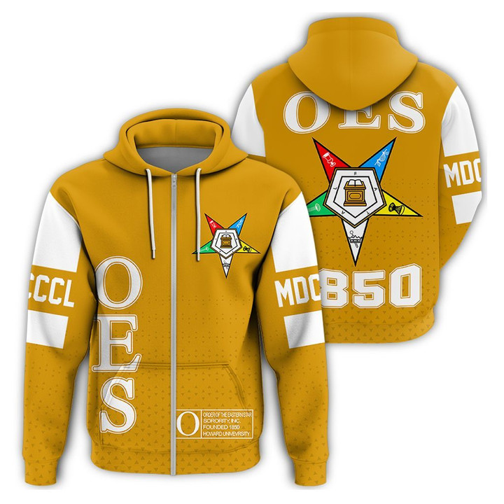 GetteeStore Hoodie - MCM Order of the Eastern Star Yellow Zip Hoodie J09